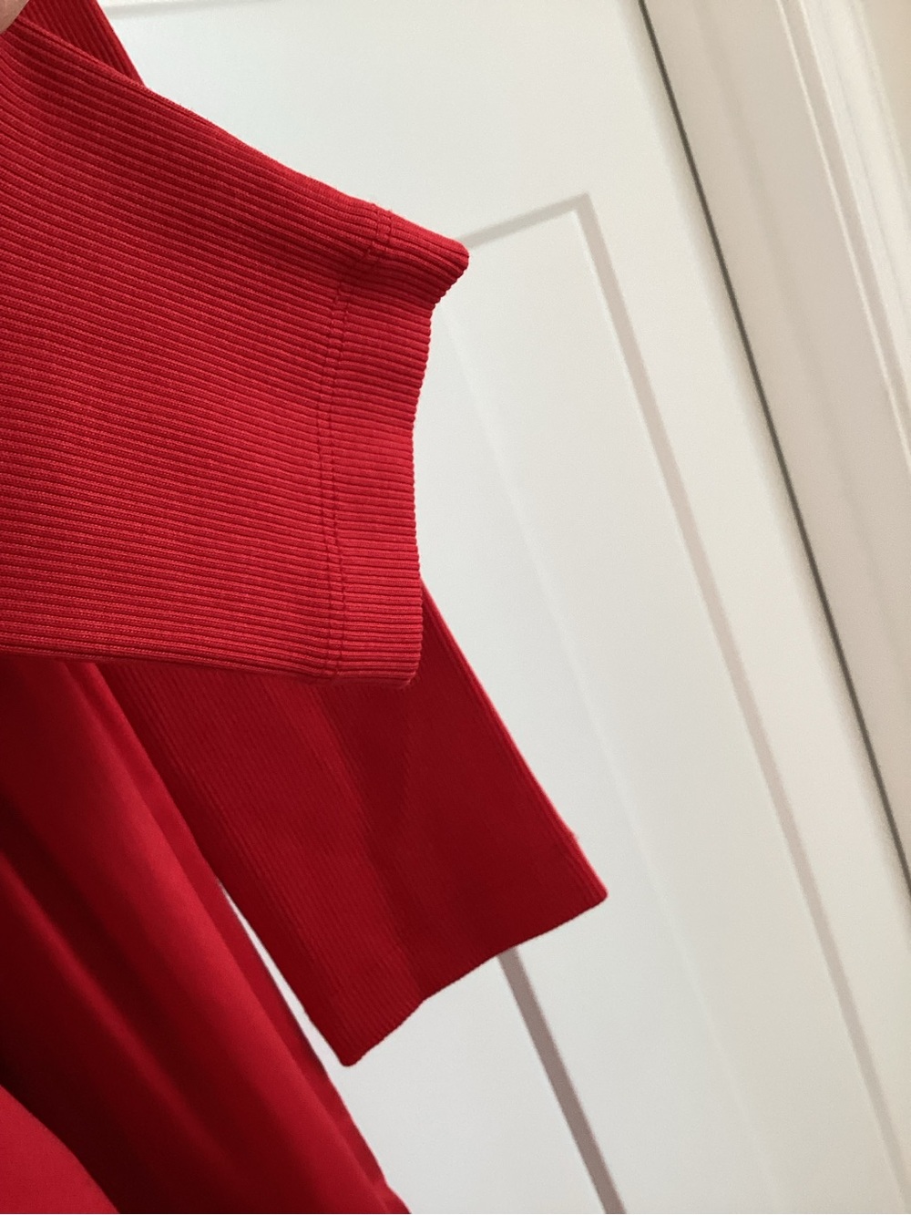 Anthropologie Long Sleeve Dress Crew Neck Twofer Button Front Midi New Small Red - Picture 7 of 12
